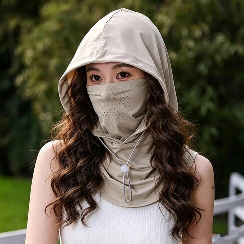 Balaclava Cooling UV Protection Breathable Sun Hood with Neck Flap Lightweight Face Cover for Cycling, Hiking, Outdoor Activities (Khaki) in Kuwait