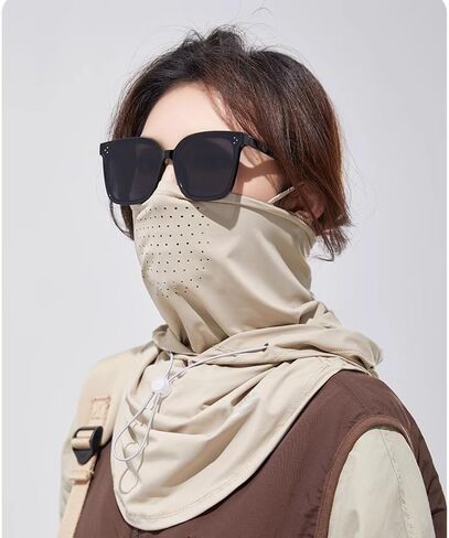 Balaclava Cooling UV Protection Breathable Sun Hood with Neck Flap Lightweight Face Cover for Cycling, Hiking, Outdoor Activities (Khaki) in Kuwait