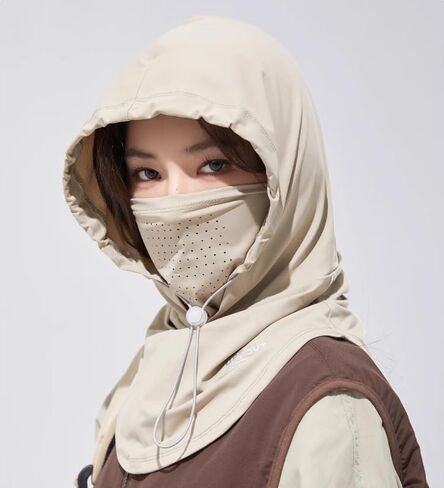 Balaclava Cooling UV Protection Breathable Sun Hood with Neck Flap Lightweight Face Cover for Cycling, Hiking, Outdoor Activities (Khaki) in Kuwait