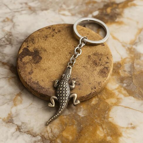 Crocodile Keychain – Realistic Metal Alligator Pendant, Textured Animal Charm for Women Bag Charms,Animals Keychains Gift for Mens Boys Womens Wildlife Lovers in Saudi Arabia