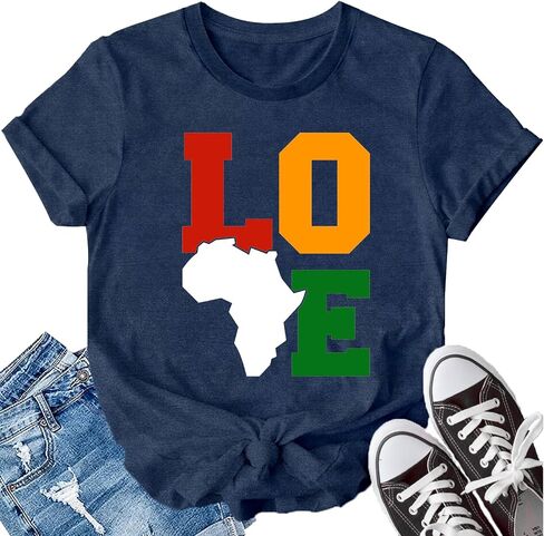LBP Black Pride Love Shirt for Women Juneteenth Black History Month T-Shirt African American Tee Tops in Saudi Arabia