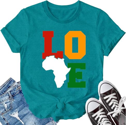 LBP Black Pride Love Shirt for Women Juneteenth Black History Month T-Shirt African American Tee Tops in Saudi Arabia