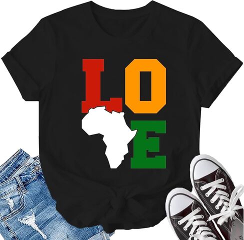 LBP Black Pride Love Shirt for Women Juneteenth Black History Month T-Shirt African American Tee Tops in Saudi Arabia