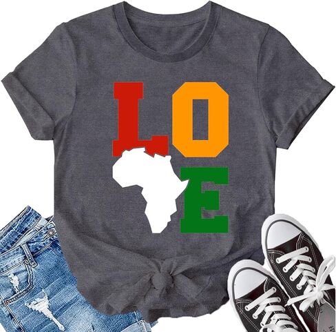 LBP Black Pride Love Shirt for Women Juneteenth Black History Month T-Shirt African American Tee Tops in Saudi Arabia