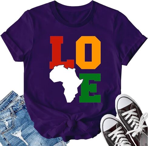 LBP Black Pride Love Shirt for Women Juneteenth Black History Month T-Shirt African American Tee Tops in Saudi Arabia