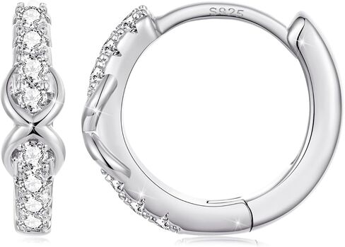 Infinity Symbol Hoop Earrings for Women Silver Plated Small Huggie Ear Buckles with Cubic Zirconia 925 Sterling Silver Posts Hypoallergenic Daily Dainty Jewelry Gift in Saudi Arabia