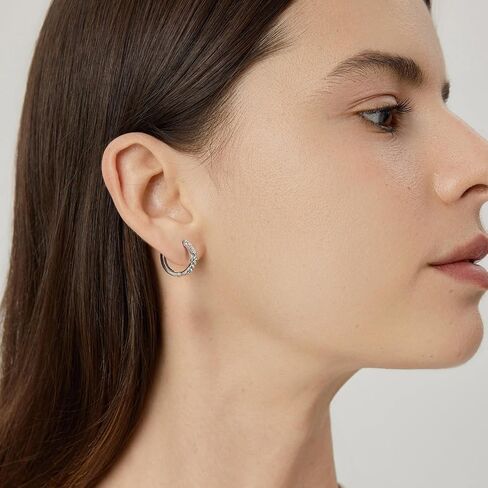 Infinity Symbol Hoop Earrings for Women Silver Plated Small Huggie Ear Buckles with Cubic Zirconia 925 Sterling Silver Posts Hypoallergenic Daily Dainty Jewelry Gift in Saudi Arabia