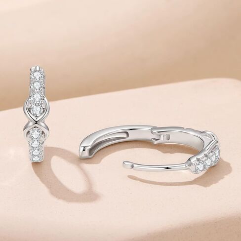 Infinity Symbol Hoop Earrings for Women Silver Plated Small Huggie Ear Buckles with Cubic Zirconia 925 Sterling Silver Posts Hypoallergenic Daily Dainty Jewelry Gift in Saudi Arabia
