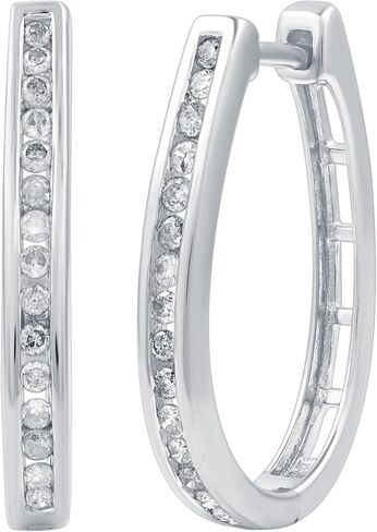 Gilded Natural Diamond Hoop Earrings, 1/4-1 Cttw, Sterling Silver or 14K Gold-Plated, Elegant & Ethical Jewelry for Women, Gift Box Included, Perfect for Anniversaries in Saudi Arabia