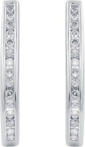 Gilded Natural Diamond Hoop Earrings, 1/4-1 Cttw, Sterling Silver or 14K Gold-Plated, Elegant & Ethical Jewelry for Women, Gift Box Included, Perfect for Anniversaries in Saudi Arabia