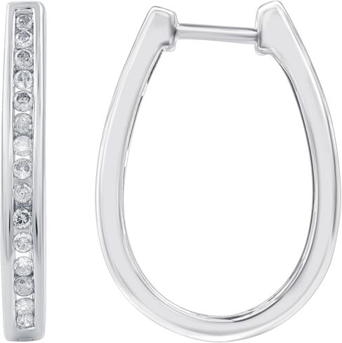 Gilded Natural Diamond Hoop Earrings, 1/4-1 Cttw, Sterling Silver or 14K Gold-Plated, Elegant & Ethical Jewelry for Women, Gift Box Included, Perfect for Anniversaries in Saudi Arabia