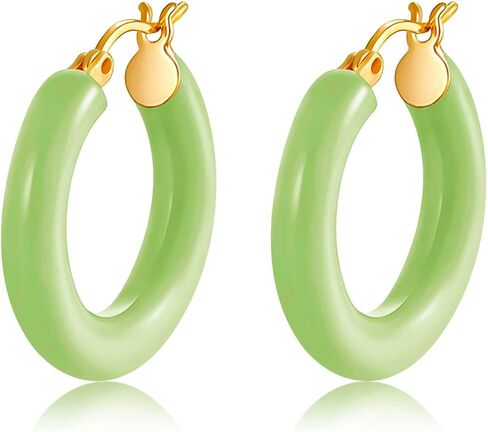 Colorful Chunky Hoop Earrings for Women Gold Plated Enamel Hoops Retro Lightweight Click-Top Earrings Statement Jewelry in Saudi Arabia