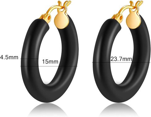 Colorful Chunky Hoop Earrings for Women Gold Plated Enamel Hoops Retro Lightweight Click-Top Earrings Statement Jewelry in Saudi Arabia