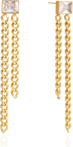 Gold Chain Hoop Earrings for Women Trendy, Statement Tassel Drop Dangle Earrings Hypoallergenic Waterproof Fashion Gold Jewelry Gifts in Saudi Arabia