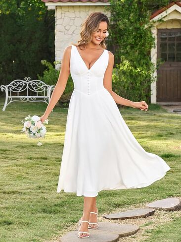 Parthea Women's Corset Midi Dress Deep V Neck A Line Flowy Casual Sundress Wedding Guest Dresses in Saudi Arabia