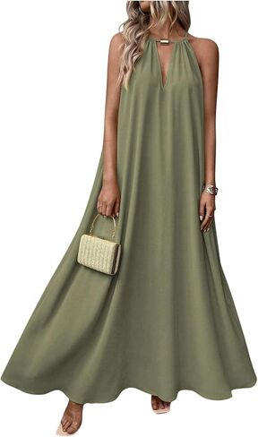 BEAUDRM Women's Summer Maxi Dress Flowy Vacation Beach Dresses Halter Wedding Guest Sundresses Resort Cruise Outfits in Saudi Arabia