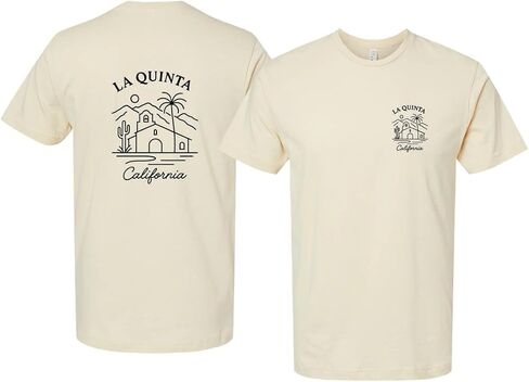 تي شيرت La Quinta California ذو تصميم بسيط من القطن برقبة دائرية للجنسين in Kuwait
