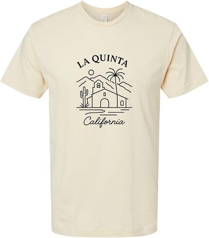 تي شيرت La Quinta California ذو تصميم بسيط من القطن برقبة دائرية للجنسين in Kuwait