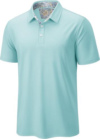 MAGNIVIT Mens Polo Shirts Short Sleeve Performance Golf Polo Moisture Wicking Printed Collar Golf Shirt for Business Casual in Saudi Arabia
