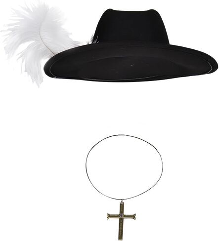 Mihawk Cosplay Hat Hawk Eyes Mihawk Costume Necklace Pirate Feather Hat Cross Necklace Halloween Mens Outfits Props in Saudi Arabia