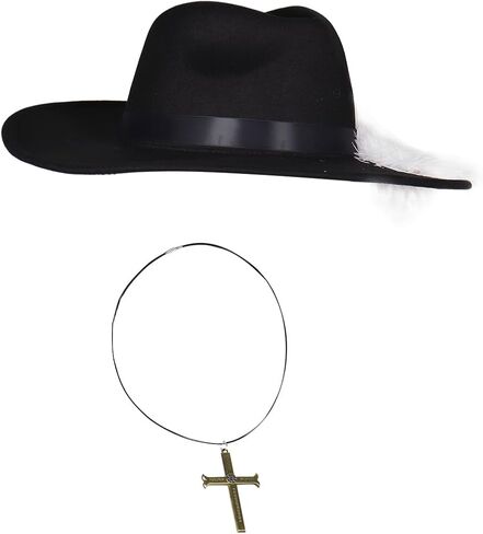 Mihawk Cosplay Hat Hawk Eyes Mihawk Costume Necklace Pirate Feather Hat Cross Necklace Halloween Mens Outfits Props in Saudi Arabia