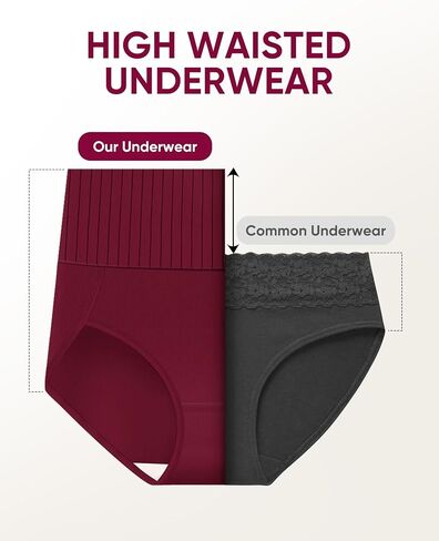 Women's Cotton Underwear High Waisted Full Coverage Ladies Panties, Soft Stretch Comfortable Briefs 4 Pack in Kuwait