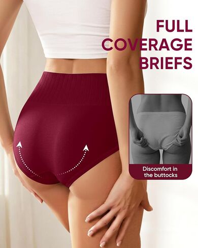 Women's Cotton Underwear High Waisted Full Coverage Ladies Panties, Soft Stretch Comfortable Briefs 4 Pack in Kuwait