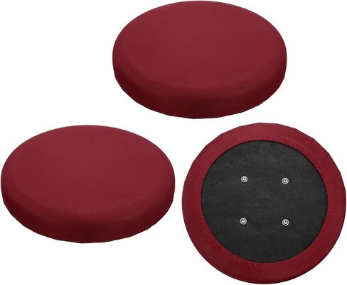 uxcell 3Pcs Round Bar Stool Cover, 16-20" Elastic Round Stool Chair Covers Washable Dustproof Stretchy Slipcover Seat Soft Cushion for Dining Chairs Kitchen Bar Restaurant Decor, Wine Red in Kuwait