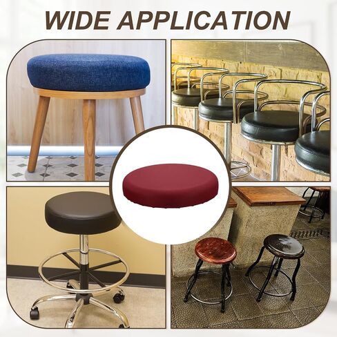 uxcell 3Pcs Round Bar Stool Cover, 16-20" Elastic Round Stool Chair Covers Washable Dustproof Stretchy Slipcover Seat Soft Cushion for Dining Chairs Kitchen Bar Restaurant Decor, Wine Red in Kuwait