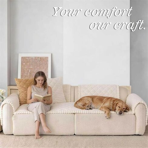 Luxury Fuzzy Pet Couch Cover for Dogs – 100% Washable & Waterproof, Non-Slip Sofa Protector for 3 Cushion Couch, Thick Plush Furniture Cover, Elegant Pet-Friendly Home Décor(White,28"x71") in Saudi Arabia