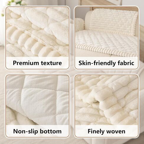 Luxury Fuzzy Pet Couch Cover for Dogs – 100% Washable & Waterproof, Non-Slip Sofa Protector for 3 Cushion Couch, Thick Plush Furniture Cover, Elegant Pet-Friendly Home Décor(White,28"x71") in Saudi Arabia