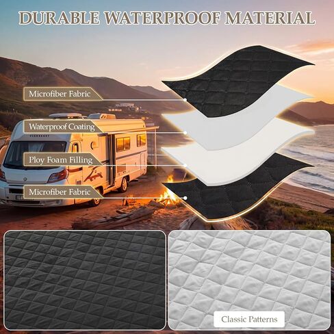 قطعتان من أغطية وسائد Rv Dinette غطاء وسائد للتخييم، أغطية بديلة لمسند الظهر ووسادة الأريكة، أغطية قابلة للغسل لأريكة الحيوانات الأليفة لحماية الأثاث، صديقة للحيوانات الأليفة (أسود) in Kuwait
