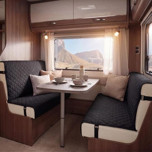 قطعتان من أغطية وسائد Rv Dinette غطاء وسائد للتخييم، أغطية بديلة لمسند الظهر ووسادة الأريكة، أغطية قابلة للغسل لأريكة الحيوانات الأليفة لحماية الأثاث، صديقة للحيوانات الأليفة (أسود) in Kuwait
