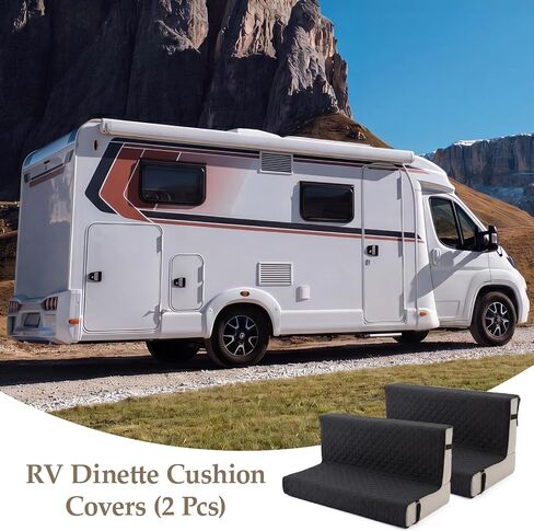 قطعتان من أغطية وسائد Rv Dinette غطاء وسائد للتخييم، أغطية بديلة لمسند الظهر ووسادة الأريكة، أغطية قابلة للغسل لأريكة الحيوانات الأليفة لحماية الأثاث، صديقة للحيوانات الأليفة (أسود) in Kuwait