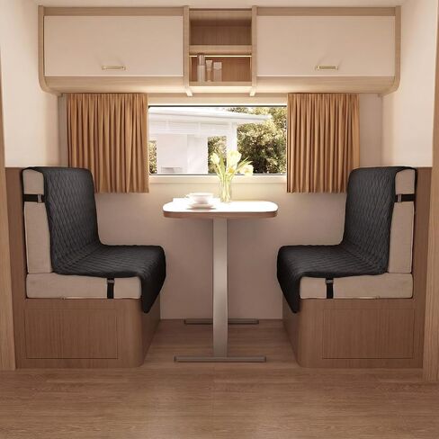 قطعتان من أغطية وسائد Rv Dinette غطاء وسائد للتخييم، أغطية بديلة لمسند الظهر ووسادة الأريكة، أغطية قابلة للغسل لأريكة الحيوانات الأليفة لحماية الأثاث، صديقة للحيوانات الأليفة (أسود) in Kuwait