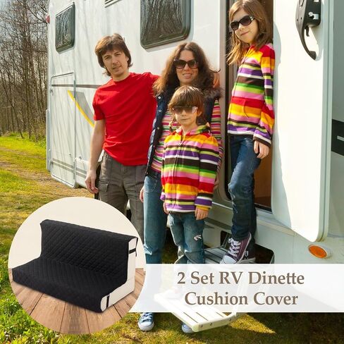 قطعتان من أغطية وسائد Rv Dinette غطاء وسائد للتخييم، أغطية بديلة لمسند الظهر ووسادة الأريكة، أغطية قابلة للغسل لأريكة الحيوانات الأليفة لحماية الأثاث، صديقة للحيوانات الأليفة (أسود) in Kuwait
