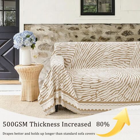VOIR Boho Print Chenille Couch Cover Blanket Armchair Loveseat 3 Cushion Couch Cover for Sofa, L Shape Sectional Sofa Slipcovers Washable, Volcanic Magma Brown, 71" x 118" in Saudi Arabia