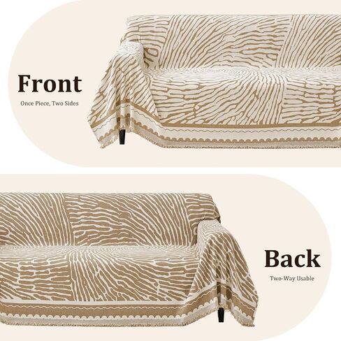 VOIR Boho Print Chenille Couch Cover Blanket Armchair Loveseat 3 Cushion Couch Cover for Sofa, L Shape Sectional Sofa Slipcovers Washable, Volcanic Magma Brown, 71" x 118" in Saudi Arabia