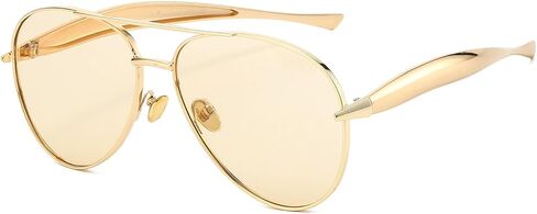 Retro Gold Aviator Sunglasses for Women Men Trendy Oversized 70s Aviators Sun Glasses Metal Vintage Shades in Kuwait