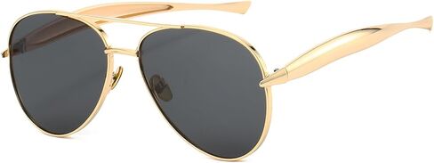 Retro Gold Aviator Sunglasses for Women Men Trendy Oversized 70s Aviators Sun Glasses Metal Vintage Shades in Kuwait