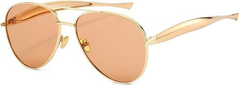 Retro Gold Aviator Sunglasses for Women Men Trendy Oversized 70s Aviators Sun Glasses Metal Vintage Shades in Kuwait