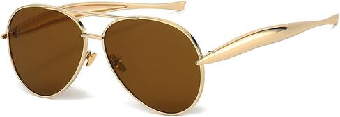 Retro Gold Aviator Sunglasses for Women Men Trendy Oversized 70s Aviators Sun Glasses Metal Vintage Shades in Kuwait