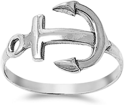 CloseoutWarehouse 925 Sterling Silver Anchor Ring (Comes in Colors) in Kuwait