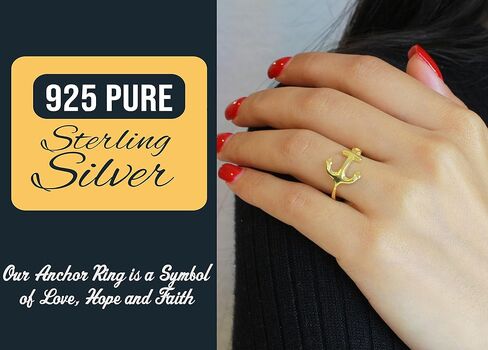 CloseoutWarehouse 925 Sterling Silver Anchor Ring (Comes in Colors) in Kuwait