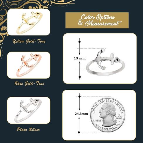 CloseoutWarehouse 925 Sterling Silver Anchor Ring (Comes in Colors) in Kuwait
