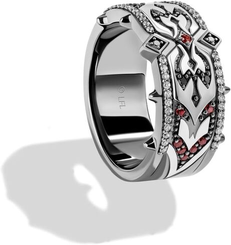 Jewelili Star Wars™ Fine Jewelry DARTH MAUL WOMEN'S RING 1/5 CT.TW. Black and White Diamonds with Garnet in Sterling Silver with Black Rhodium in Kuwait