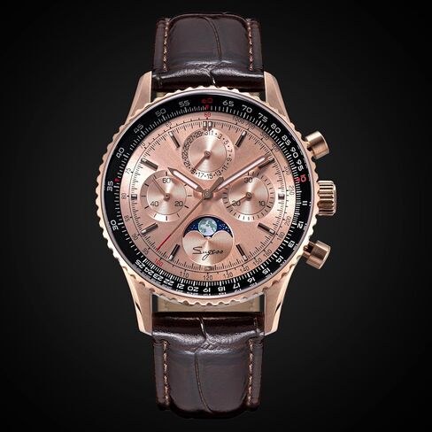 Sugess MoonPhase Master Gold Swan Neck S468.RS.B ST1908 Mechanical Chronograph Mens Wrist Watch Seagull 1963 in Saudi Arabia