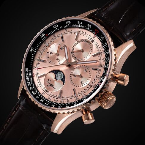 Sugess MoonPhase Master Gold Swan Neck S468.RS.B ST1908 Mechanical Chronograph Mens Wrist Watch Seagull 1963 in Saudi Arabia
