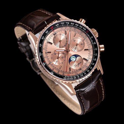 Sugess MoonPhase Master Gold Swan Neck S468.RS.B ST1908 Mechanical Chronograph Mens Wrist Watch Seagull 1963 in Saudi Arabia
