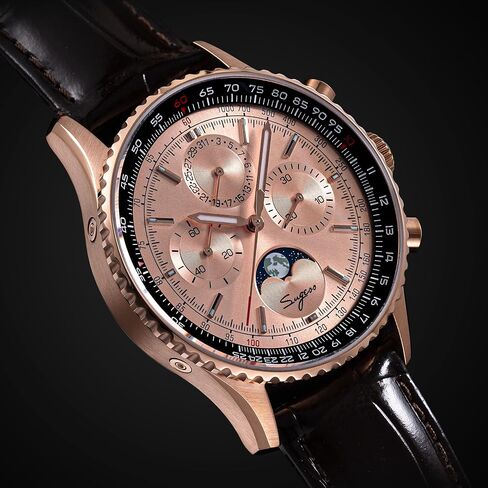 Sugess MoonPhase Master Gold Swan Neck S468.RS.B ST1908 Mechanical Chronograph Mens Wrist Watch Seagull 1963 in Saudi Arabia